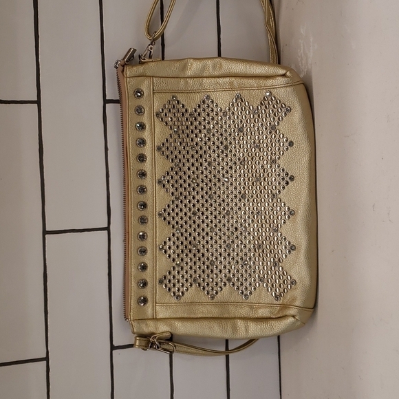 MMS Design Studio Handbags - 𝅺mms Gold Clutch Shoulder Bag